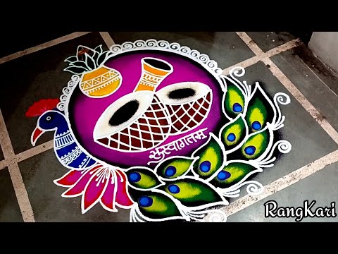 Wedding rangoli design l wedding l easy welcome rangoli l haldi ceremony l mehandi ceremony