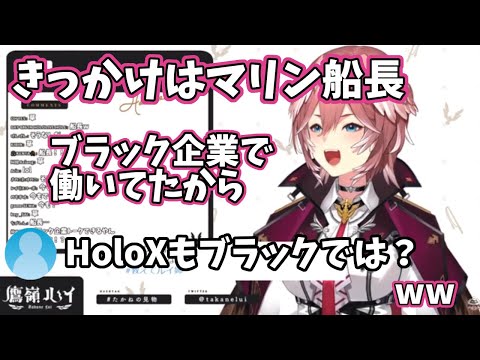 【きっかけ】マリン船長と同じ元ブラック企業時代を語る高嶺ルイ【ホロライブ切り抜き/鷹嶺ルイ/holox】