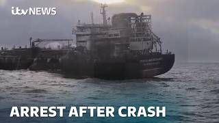 Man arrested on suspicion of manslaughter after tanker and cargo ship crash in North Sea | ITV News