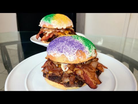 New Orleans King Cake bacon cheeseburger