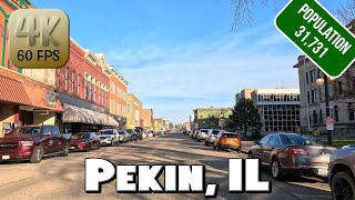 Driving Around Downtown Pekin, IL in 4k Video