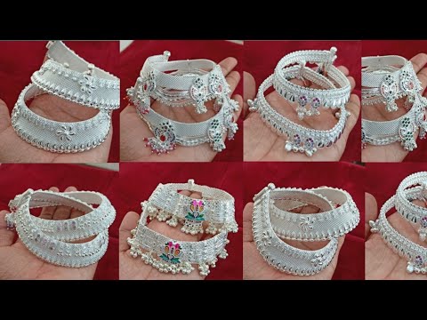 latest silver Dulhan payal designs 2023 with weight & price // new silver heavy anklets designs 👌