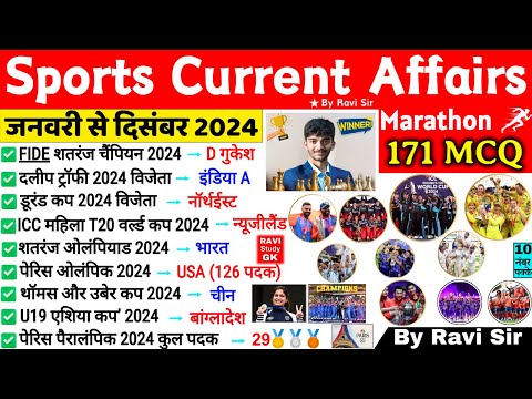 Sports Current Affairs 2024 | January To December Sports Awards 2024 | Sports Khel Puraskar 2024