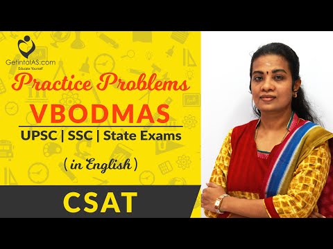 VBODMAS | Practice Problems | CSAT | In English | UPSC | GetintoIAS