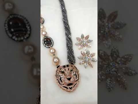 jewellery necklace in inyx beads and cz pendant at 3999/ whtsap 9855178987