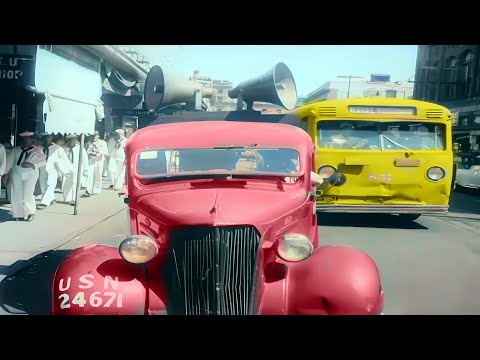 Honolulu, Hawaii 1940s in color [60fps,Remastered] w/sound design added