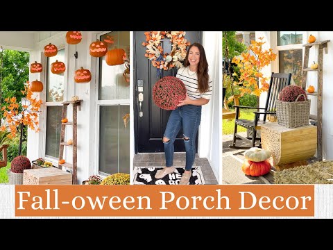 FALL 2023 DECORATE WITH ME 🍁 PART 3 | Fall Porch, Hanging Pumpkins, DIY Wreath