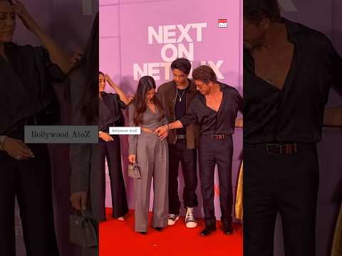 #sharukhkhan with #suhanakhan 😳😨 At AT RED CARPET OF NETFLIX HIGHLY ANTICIPATED SLATE FOR 2025