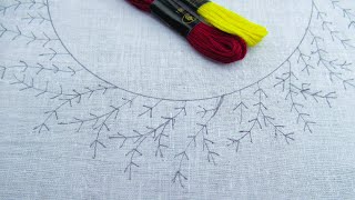 Modern Hand Embroidery Neck Line Design for Kurti Easy Flying Stitch with French Knot Combination