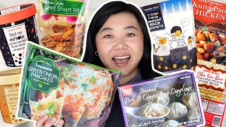 TRYING EVERY TRADER JOE'S ASIAN FOOD PART 2 (boba ice cream, soup dumplings, galbi short ribs, etc)