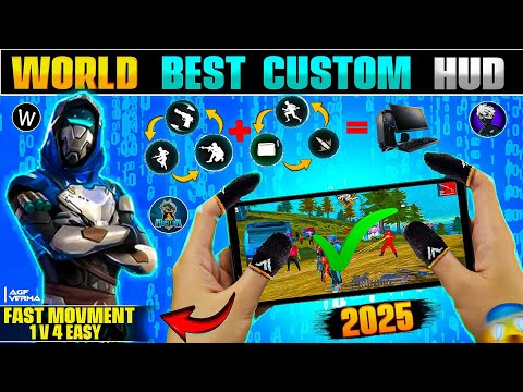 2025 New Top 3 Best 3 Finger Custom Hud Free Fire⚡{ MOVMENT+HEADSHOT } 2 Finger Custom Hud [ Part7 ]