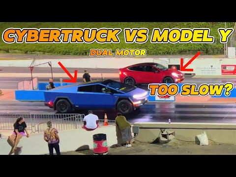 Cybertruck vs Model Y Drag Race: Tesla's Dual Motor Showdown! ⚡