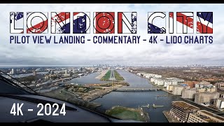 Steep Approach into London City Airport: Crosswind Pilot view Landing in the A220 (Cseries) 4K, 2024