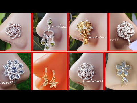 Latest Trends in White Gold Nose Pins beautiful Nose Stud Designs in White Gold(2024)