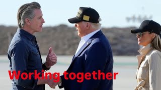 Watch: California Gov. Newsom meets President Trump at LAX before wildfire tour