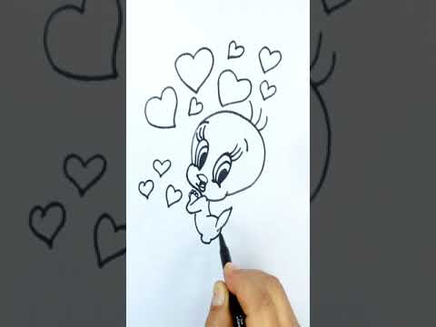 Cómo dibujar a Piolín con corazones