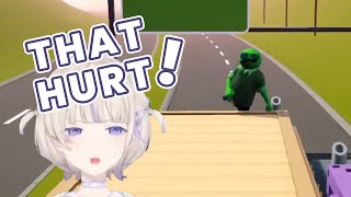 Hajime a.k.a. "Banchou" keep getting hit by highway signs in [Gang Beasts] and it's hilarious! lol