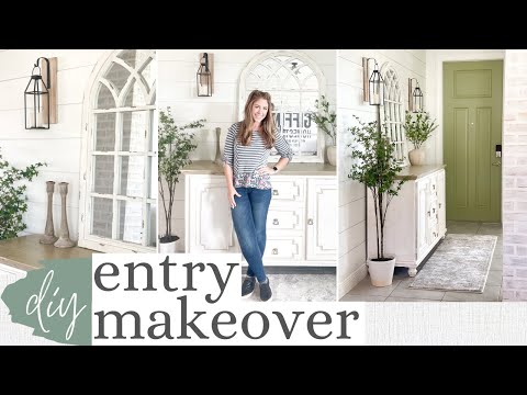 DIY ENTRYWAY MAKEOVER  | SMALL ENTRYWAY STORAGE + DECORATING IDEAS | Jessica Giffin