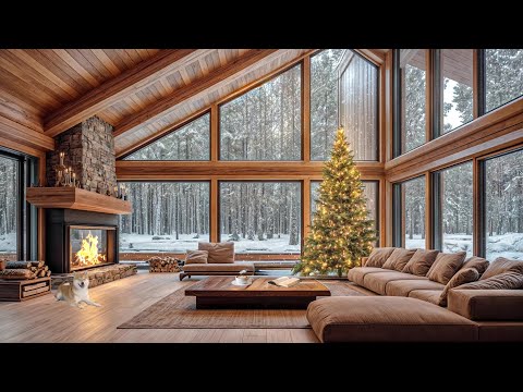 Calm Winter Forest Snowfall | Cozy Fireplace Ambience for Relaxation and Better Sleep