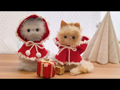 How to make a Santa cat without knitting or sewing - Handmade Christmas decorations