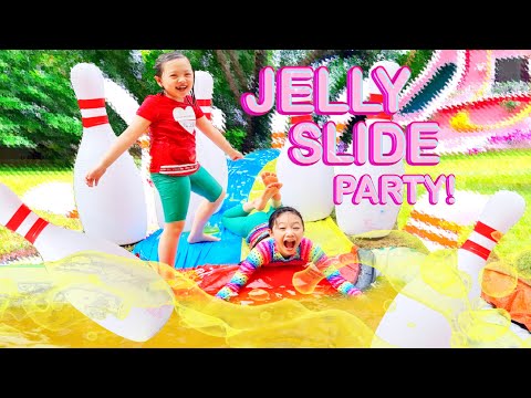 Bug's Jelly Slide Pool! Surprise Birthday Party for Callie