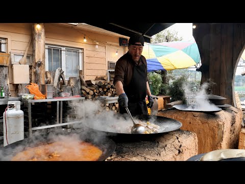 korean tradition spicy chicken soup (dakdokkeumtang) korean street food