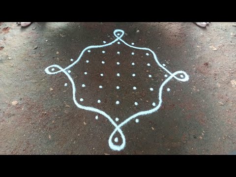 9 x 1 dots elegant beginners simple kambi kolam | sikku kolam | SathyaSelva Arts