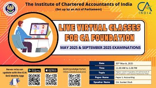 Foundation Paper 1: Accounting | Topic: Chapter 7 and Chapter 8...| Session 1 | 09 March, 2025