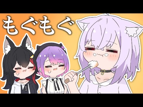 【手描き】グランピングでマシュマロモンスター化するおかゆ【猫又おかゆ/白上フブキ/大神ミオ/大空スバル/常闇トワ/ホロライブ切り抜き/切り抜き漫画】