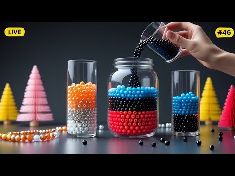 46 LIVE: 🟣 Relaxing Beads Pouring ASMR – Satisfying Reverse Effect 🌙 #oddlysatisfying  #sleep