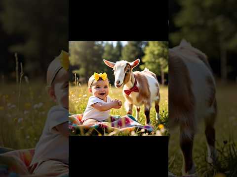 Cute baby with goat 🐐#whatsappstatus #funnyshorts #funnyvideo #cutebaby