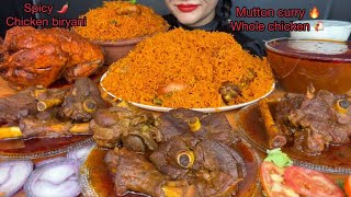 ASMR EATING CHICKEN BIRYANI,SPICY BIRYANI,WHOLE CHICKEN CURRY,MUTTON CURRY,RAITA