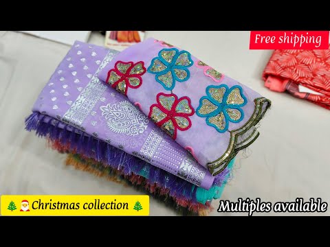 🥰🎄New christmas sarees collection and mixed offer sarees 🎄🥰| 30/11/2024 | linen cotton, regular wear