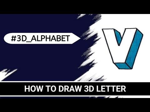 HOW TO TO DRAW STYLISH LETTERS IN ENGLISH | 3D LETTER V DRAWING . #3D_ALPHABET