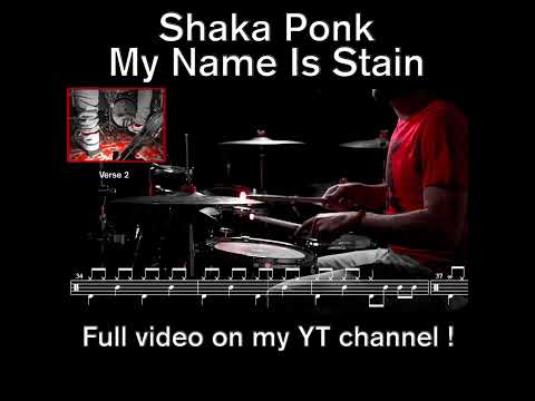 Shaka Ponk - My Name Is Stain - Drum cover (with scrolling drum score) #drumcover #shakaponk