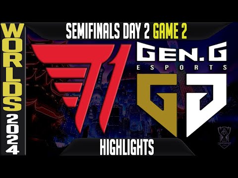 T1 vs GEN Highlights Game 2 | LoL Worlds 2024 Knockouts Semifinals | T1 vs GenG G2