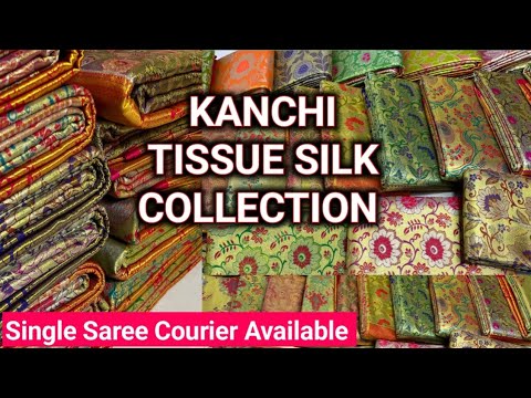 Kanchi handloom tissue silk - Heavy gold and Meena zari work sarees #sarees #bridal #kanchipuram