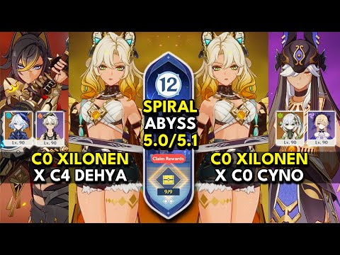 C0 Xilonen x Dehya & C0 Xilonen x Cyno | Spiral Abyss 5.1 Floor 12 9 Stars | Genshin Impact 5.1