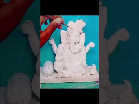 Ganpati painting and decorating using acrylic colour and stone lace part 2 😀 #youtubeshorts #shorts