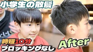 【男子小学生の散髪】10分で切れる!!ブロッキングなしの簡単な切り方【札幌美容室】