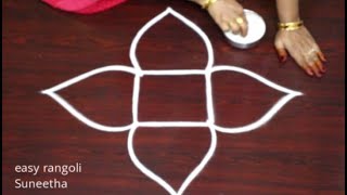 Creative rangoli muggulu with 2 dots || easy rangoli & kolam designs by Suneetha