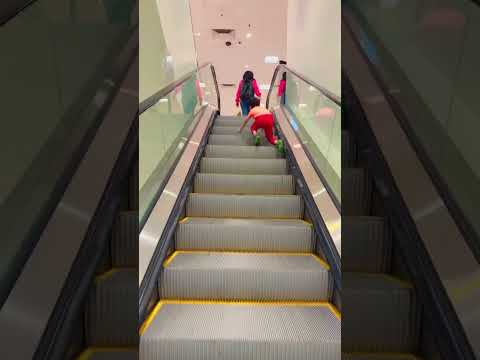 Cute baby 😀😍how confidently get up and exit #escalator 🎉🥳