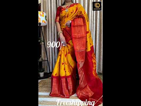 ❤️Beautiful jute cotton sarees with shibori colours dogital print and lovely designs❤️r#ytshorts#