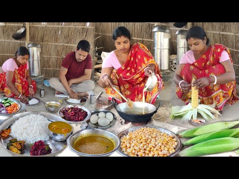 Amazing curry recipe |  Egg with corn paste very tasty cooking curry recipe | village cooking