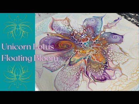 #182 Unicorn Lotus Vibes Floating Bloom | Acrylic Pour Painting | Abstract | Fluid Painting