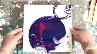 Magenta and Indigo Liquitex Pouring Medium Test Acrylic Paint Pour