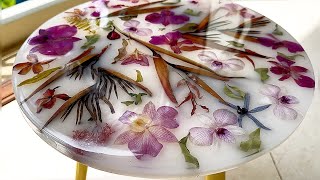 Resin Art Tutorial | Amazing white table made of flowers and epoxy resin