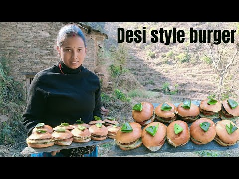 Desi style burger/aloo burger/#mountaincuisine Veg burger/burger tikki....