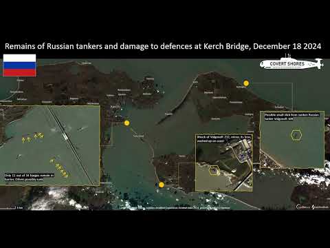 Kerch Bridge Barriers Damaged by Storm & Tanker Wreck on Satellite Imagery