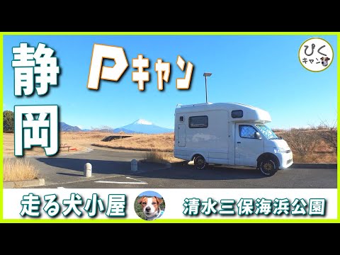 【走る犬小屋】静岡県 清水三保海浜公園 Pキャン 絶景の富士山　#キャンピングカー #アレンハイ #ライトキャブコン